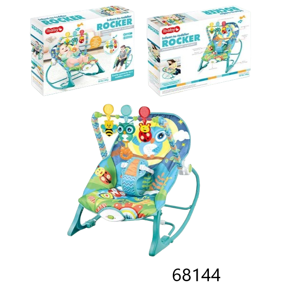 Шезлонг-гойдалка iBaby 8614 вібрація, музика, 3 іграшки, фото 1