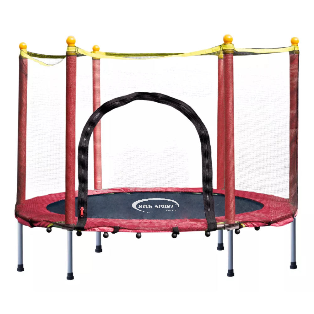 Батут дитячий King Sport 140см із захисною сіткою + 6 опорних ніжок Red, фото 1