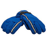 Водоотталкивающие детские лыжные перчатки, размер 15, синий, плащевка, флис, синтепон