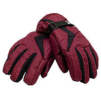 Водоотталкивающие детские лыжные перчатки, 22 см, размер 14, бордовый, плащевка, флис