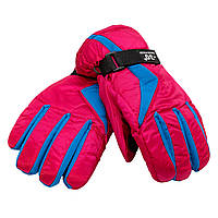 Водоотталкивающие детские лыжные перчатки, 22 см, размер 14, темно-розовый, плащевка, флис