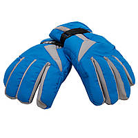 Водоотталкивающие детские лыжные перчатки, 22 см, размер 14, голубой, плащевка, флис
