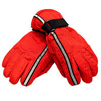 Детские (подростковые) лыжные перчатки, размер 15, красный, плащевка, флис (517229)