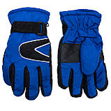 Дитячі лижні рукавички, розмір 13, синій, плащівка, фліс, синтепон (517236), фото 2