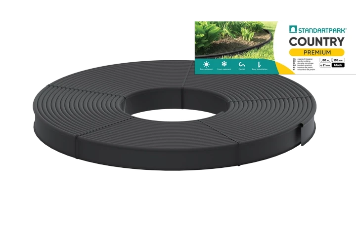 Бордюр чорний садовий пластиковий Country Premium – 80 метрів, фото 1