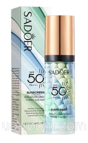 База под макияж SADOER трехцветная с мультиэффектом SPF50+, 40 г.