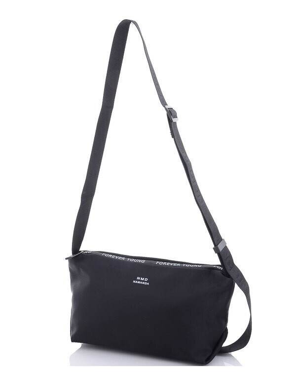 Стильна сумка жіноча плащівка з довгою ручкою чорна