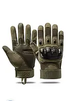 Тактические военные перчатки полнопалые, армейские олива с вставками XL