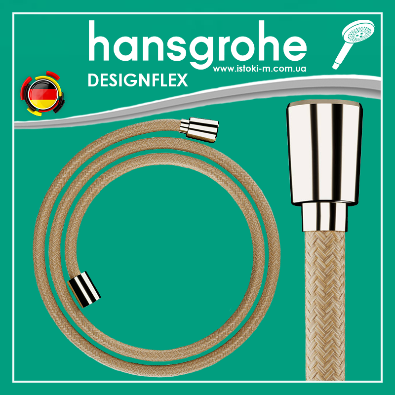 Душевой шланг 160 см золото hansgrohe Designflex Polished Gold Optic 28260990, фото 1