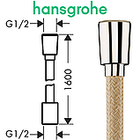 Душевой шланг 160 см золото hansgrohe Designflex Polished Gold Optic 28260990, фото 2