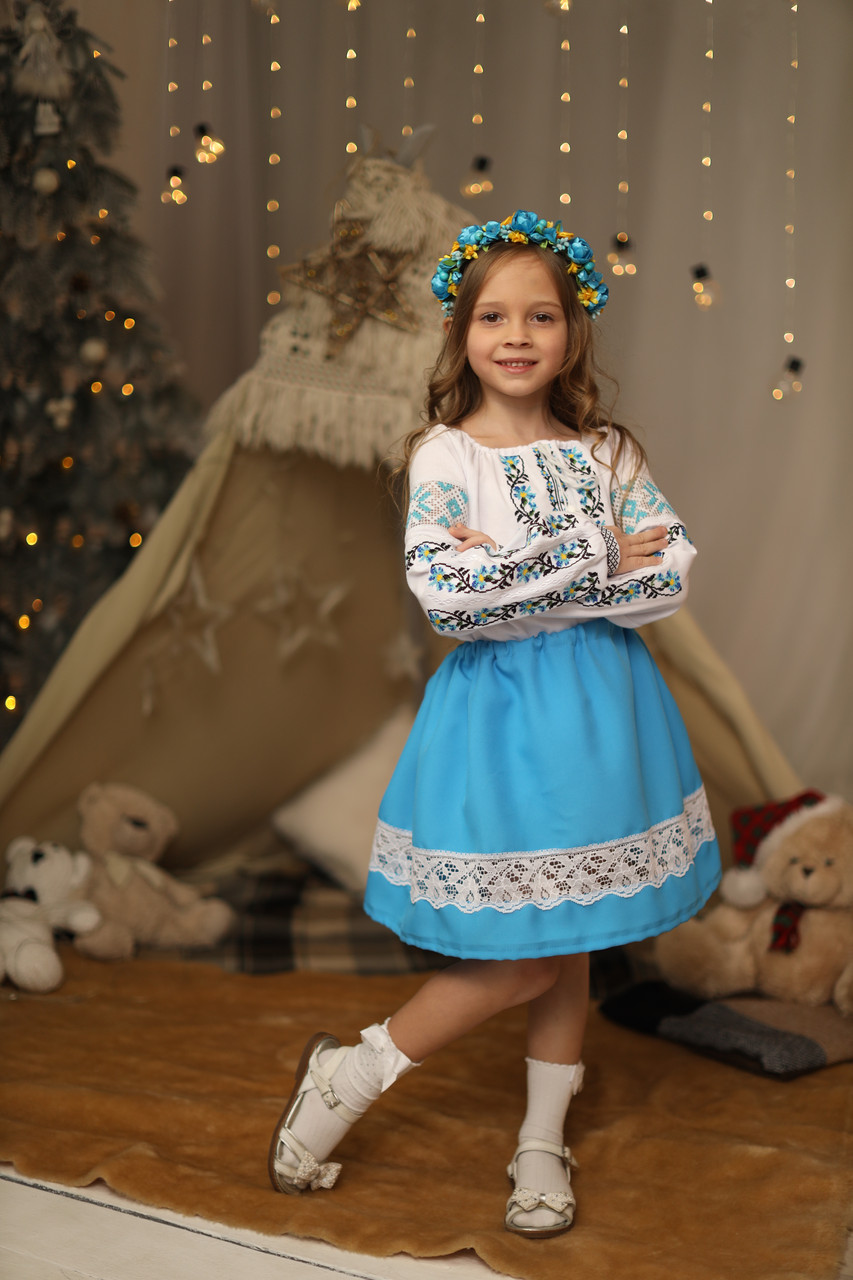 Спідничка для дівчинки Полонина блакитна, фото 1