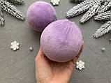 Піноплатова заготовка (основа) для новорічної іграшки обтягнута оксамитом "Куля" 8 см бузкового кольору, фото 4