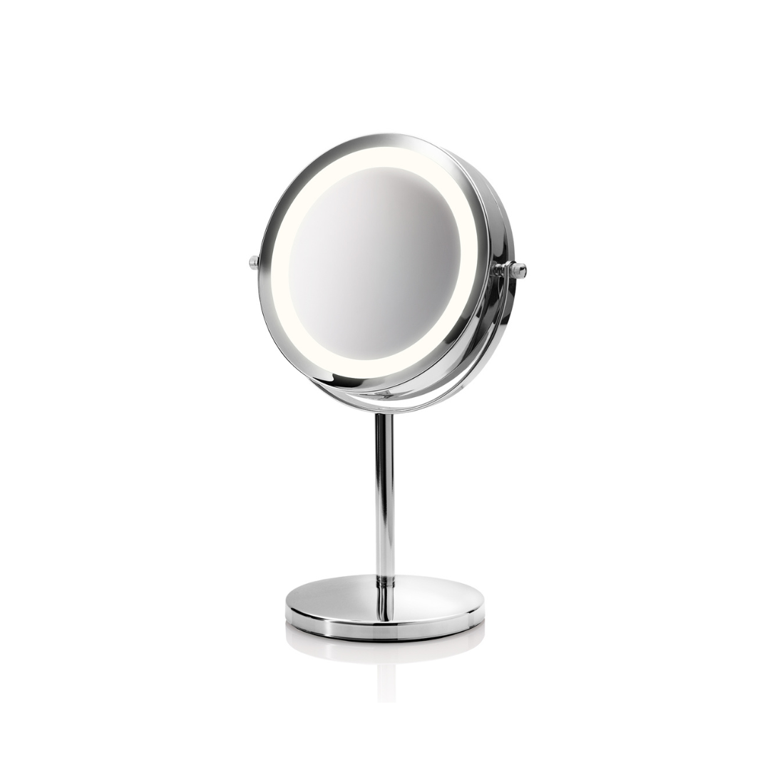 Двостороннє косметичне дзеркало 2в1 у 5-кратному збільшенні з підсвіткою діаметр 13 см CM 840