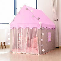 Дитячий ігровий намет  будиночок Рожевий для дівчаток з герляндою Kruzzel 22653