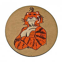 Магнит "Тигр"(д-9,5см),деревянный,ручная роспись,покрыт лаком B