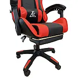 Компютерне крісло EC GAMING KO24CZE ЧОРНО-ЧЕРВОНЕ Геймерське крісло з підніжкою і 2 подушками до 150кг, фото 4