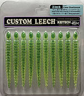 Силикон Keitech Custom Leech 3" (10шт) 424: Lime Chartreuse