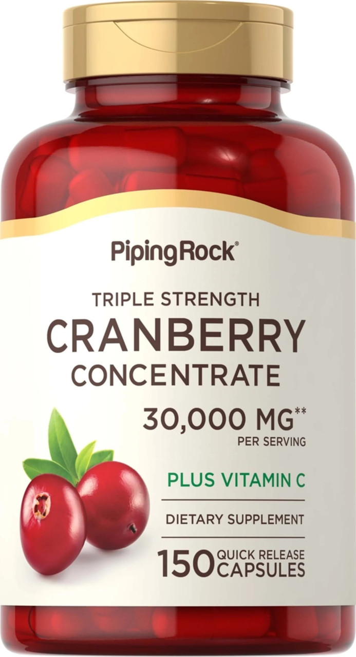 Журавлина + Вітамін C Piping Rock Ultra Triple Strength Cranberry Plus C 30000 mg 150 Capsules, фото 1