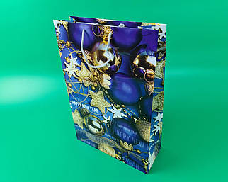 Новорічний,картонні пакети з ручками Гігант вертикальний 30х47х12-022 (12 шт)