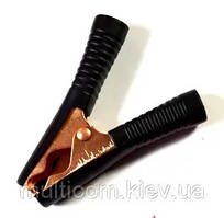 Зажим аккумуляторный 100А, gold pin, 90мм, черний