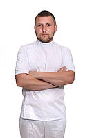 Китель мужской с коротким рукавом + сетка на спине Дублин котон белый р.46 (44-60) рукав короткий - спецодежда повара