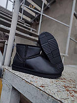 Угги UGG ALL BLACK низкие ЧЕРНЫЕ натуральная кожа унисекс полусапожки ботинки зима, фото 3