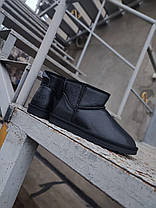 Угги UGG ALL BLACK низкие ЧЕРНЫЕ натуральная кожа унисекс полусапожки ботинки зима, фото 4