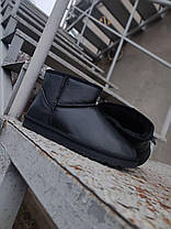 Угги UGG ALL BLACK низкие ЧЕРНЫЕ натуральная кожа унисекс полусапожки ботинки зима, фото 5