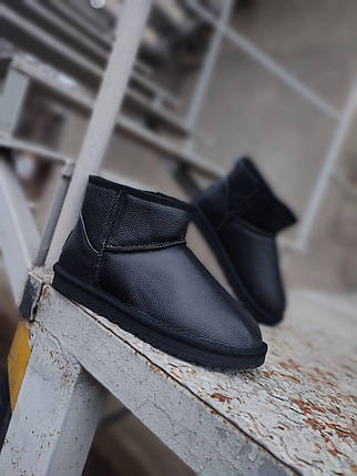 Угги UGG ALL BLACK низкие ЧЕРНЫЕ натуральная кожа унисекс полусапожки ботинки зима, фото 1