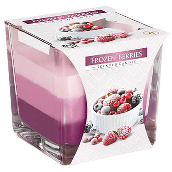 Свічка ароматична триколірна у склі "Заморожені ягоди" Bispol