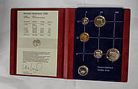 Нидерланды 1985 годовой ПРУФ набор монет. 5 монет и жетон из серебра.