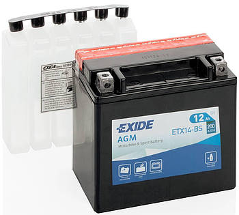 Акумулятор сухозаряджений AGM 12Ah 200A EXIDE YTX14-BS = ETX14-BS