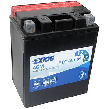 Акумулятор сухозаряджений AGM 12Ah 210A EXIDE ETX14AH-BS = YTX14AH-BS