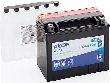 Акумулятор сухозаряджений AGM 18Ah 270A EXIDE ETX20HL-BS = YTX20HL-BS
