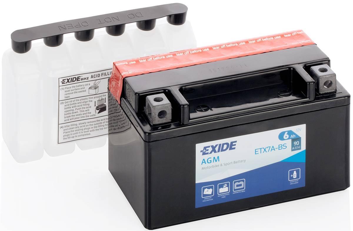 Акумулятор сухозаряджений AGM 6Ah 90A EXIDE ETX7A-BS = YTX7A-BS