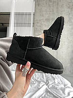 Короткие замшевые женские Угги черные Ugg Ultra Mini Boot