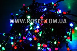 Гірлянда новорічна нитка (чорний дріт) мультиколірна 200 LED світлодіодів 10 м