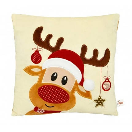Подушка Різдвяне оленятко ПД-0357 розмір 33х33х10 см Tigres, фото 1