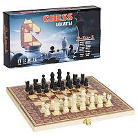 22016 F Шахматы 3в1 деревянная доска, шашки, шахматы, нарды, в коробке