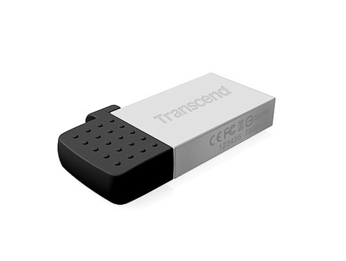 Flash Transcend USB 2.0 JetFlash 380 MicroUSB OTG 32Gb Silver metal