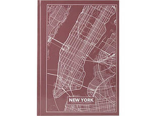 Книга записна  AXENT A4 Maps New York 96л. клітка рожево-коричневий 8422-543
