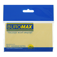 Блок для нотаток BUROMAX 76*127мм 100 арк. жовтий BM.2314-01