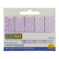 Закладки паперові Buromax PASTEL. з клейким шаром. 65x18 мм. 100 арк.. бузкові BM.2332-26