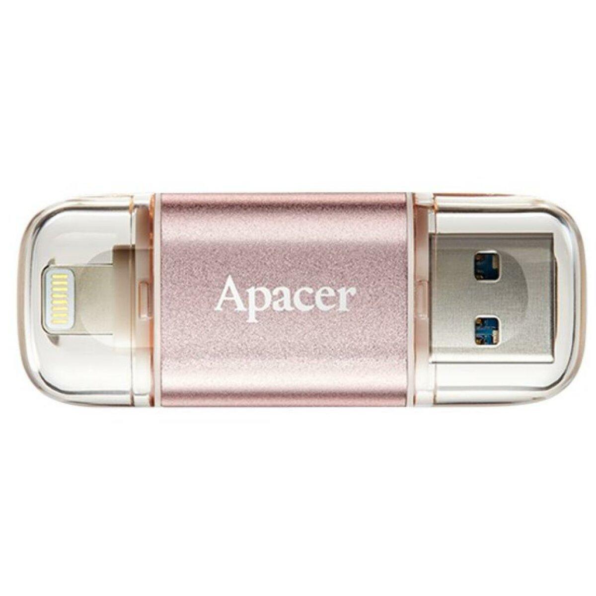 Flash Apacer USB 3.1 AH190 Dual Lightning 128GB rose gold