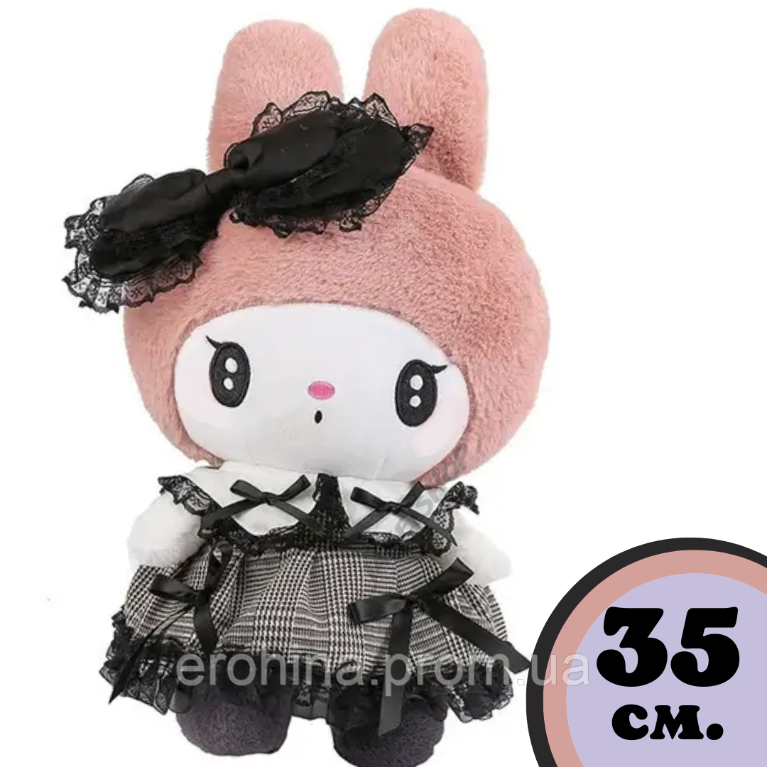 М'яка плюшева іграшка Мелоді зайка фігурка аніме, Мелоді Лялька Куромі Masyasha Kuromi Melody. Колір чорно-рожевий 35 см. K35-2