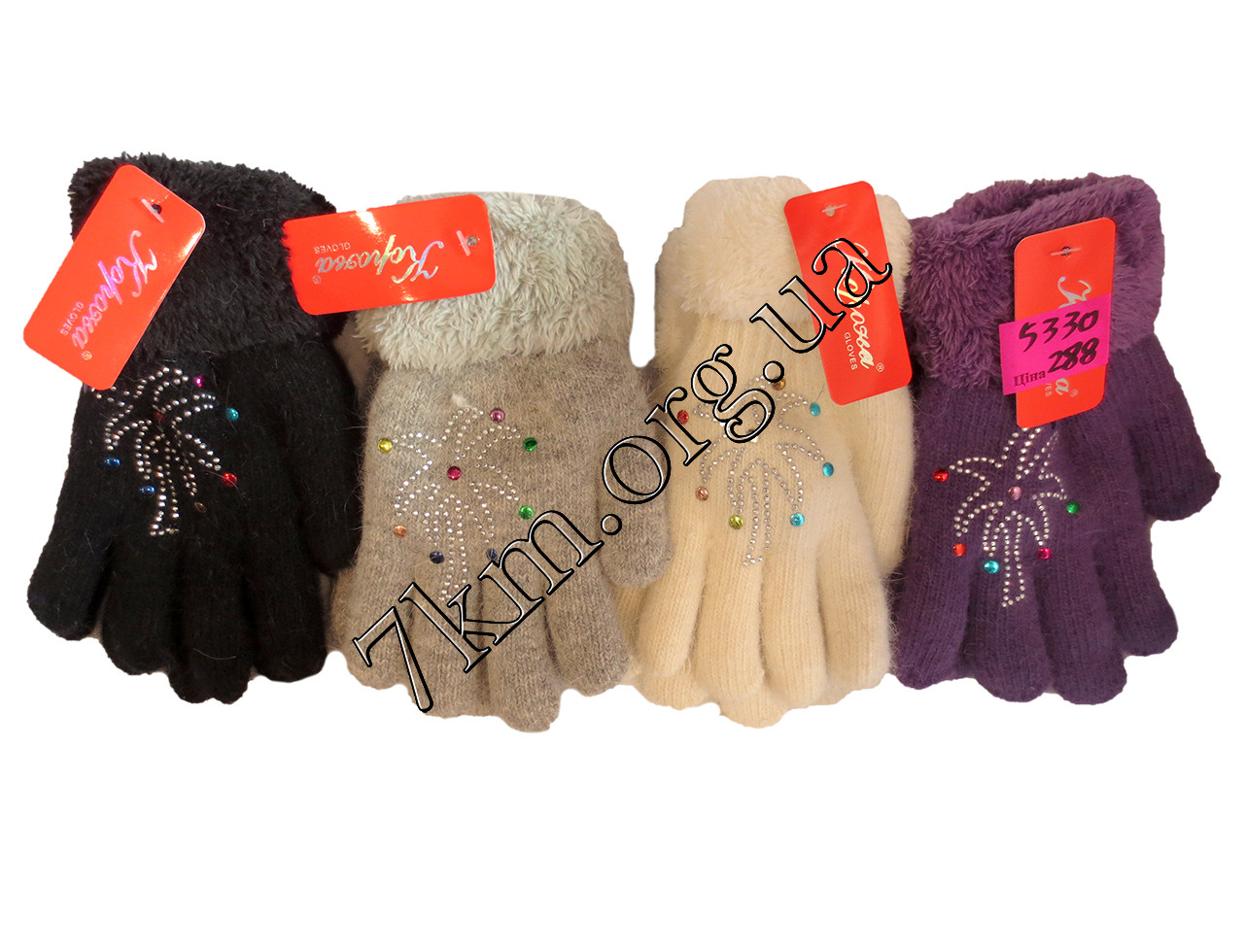 Рукавички дитячі для дівчаток від 6 років "Пальма" махра одинарні Оптом, фото 1