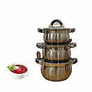 Набір кастрюль з нержавіючої сталі German Family GF-2044  Кухонний посуд з багатошаровим індукц. дном 6 предметів, фото 3