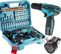 Мощный  Аккумуляторный шуруповёрт Makita DF330DWE,12V с набор бит + запасной аккумулятор