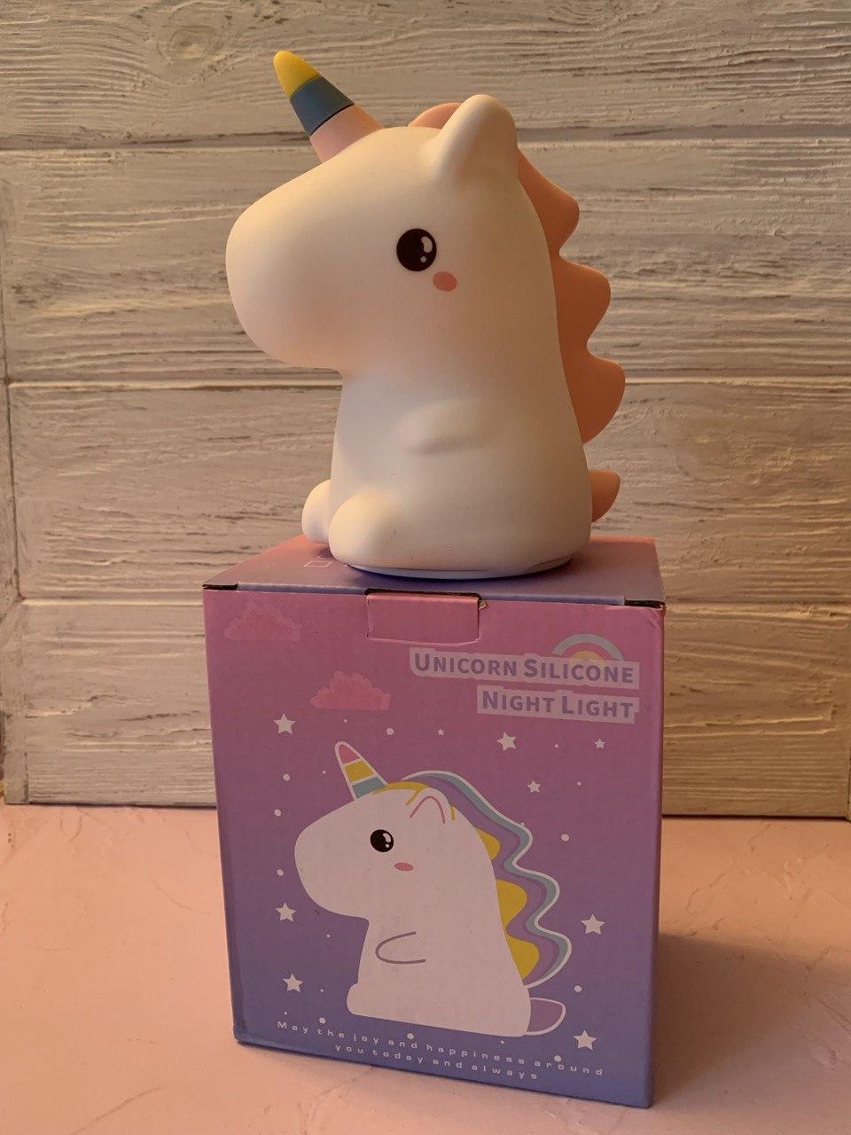 Нічник Дитячий акумуляторний силіконовий LED Одноріжка, фото 1