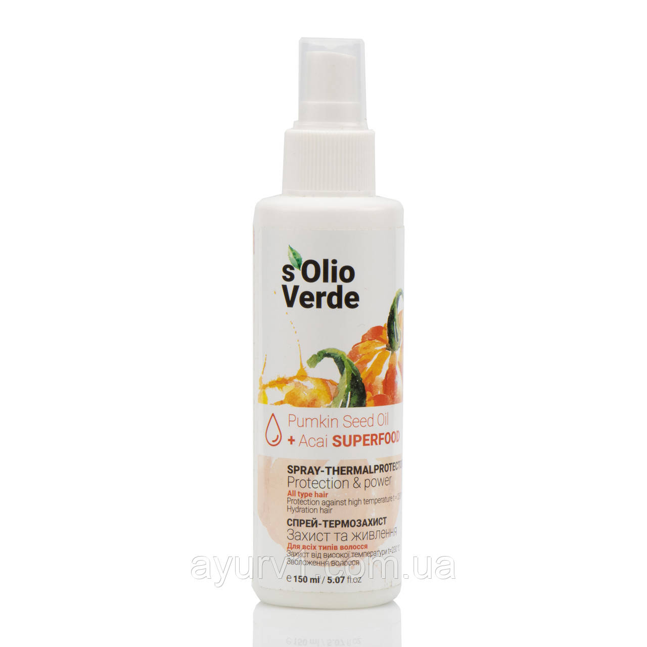 Спрей-термозахист для всіх типів волосся, Pumpkin Speed Oil Spray-Thermoprotec, Solio Verde, 150 мл